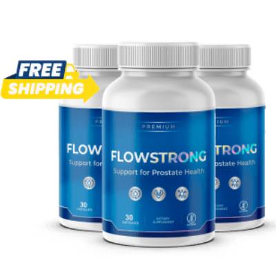 Three bottles of FlowStrong prostate health supplement with free shipping